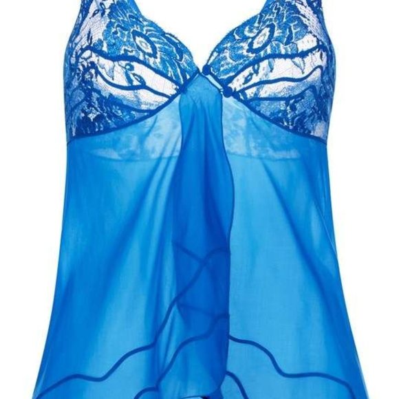 NEW La Perla Desert Rose Blue Organza Pyjama Top & Bottom With Lace & Embroidery - Picture 2 of 16